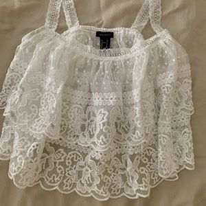 White lace crop top
